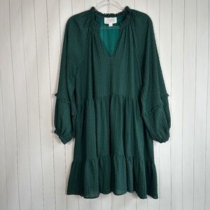 Mare Mare x Anthropologie size L Anne tiered dress green boho long sleeve short
